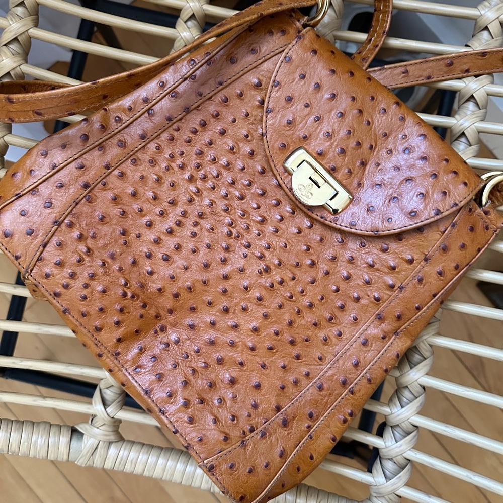 Pourchet Paris Camel Leather Shoulder Bag Designer